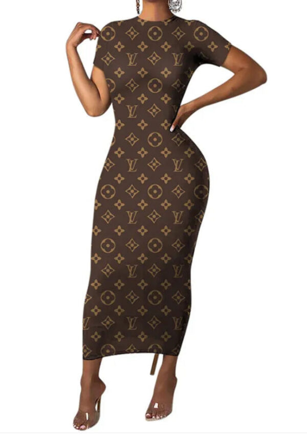 J & E D | LV Inspired Fashion Bodycon Dress | women | Brown