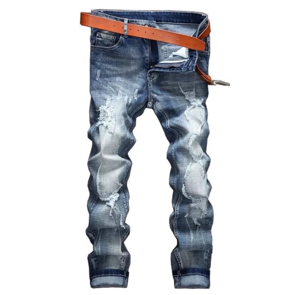 J & E B | Autumn Spring Latest Design Men Fashion Long Zipper Straight Denim Jeans