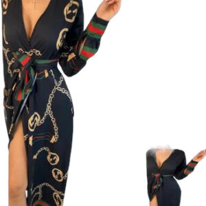 J & E D | Gucci Inspired Printed Dress Midi Long Sleeves