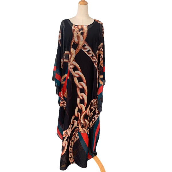 J & E D |Gucci Printed | Chain Oversize Kaftan Maxi Dress | Black & Gold
